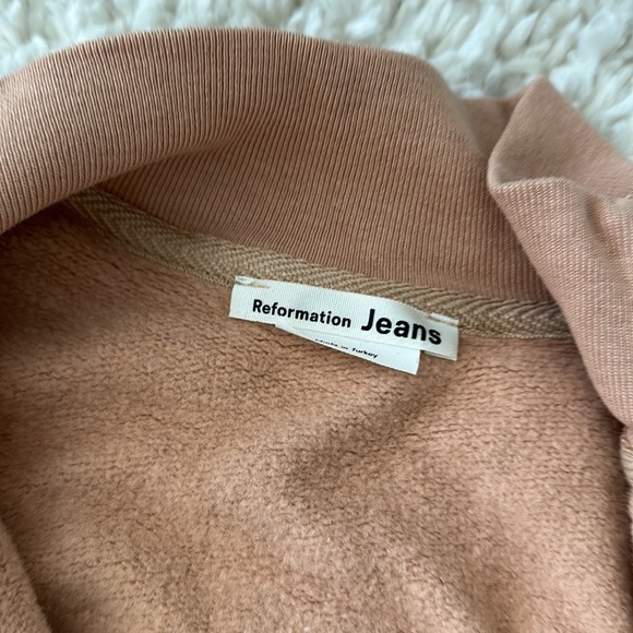 Reformation Marla half zip fleece lined sweatshirt in buff size XS - Picture 3 of 4